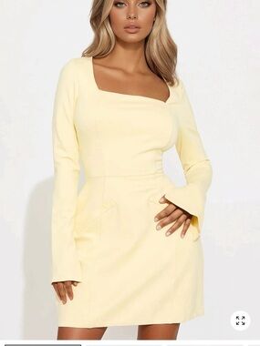 Women's Yellow Long Sleeve Dress